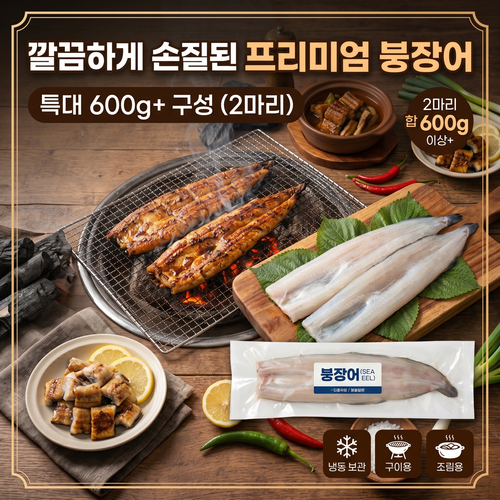 붕장어 (2마리 : 한마리씩 진공포장, 합 600g이상)  